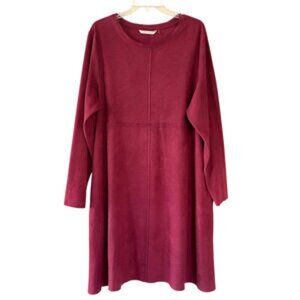 Soft Surroundings Red/Burgundy Faux Suede Shift Dress
